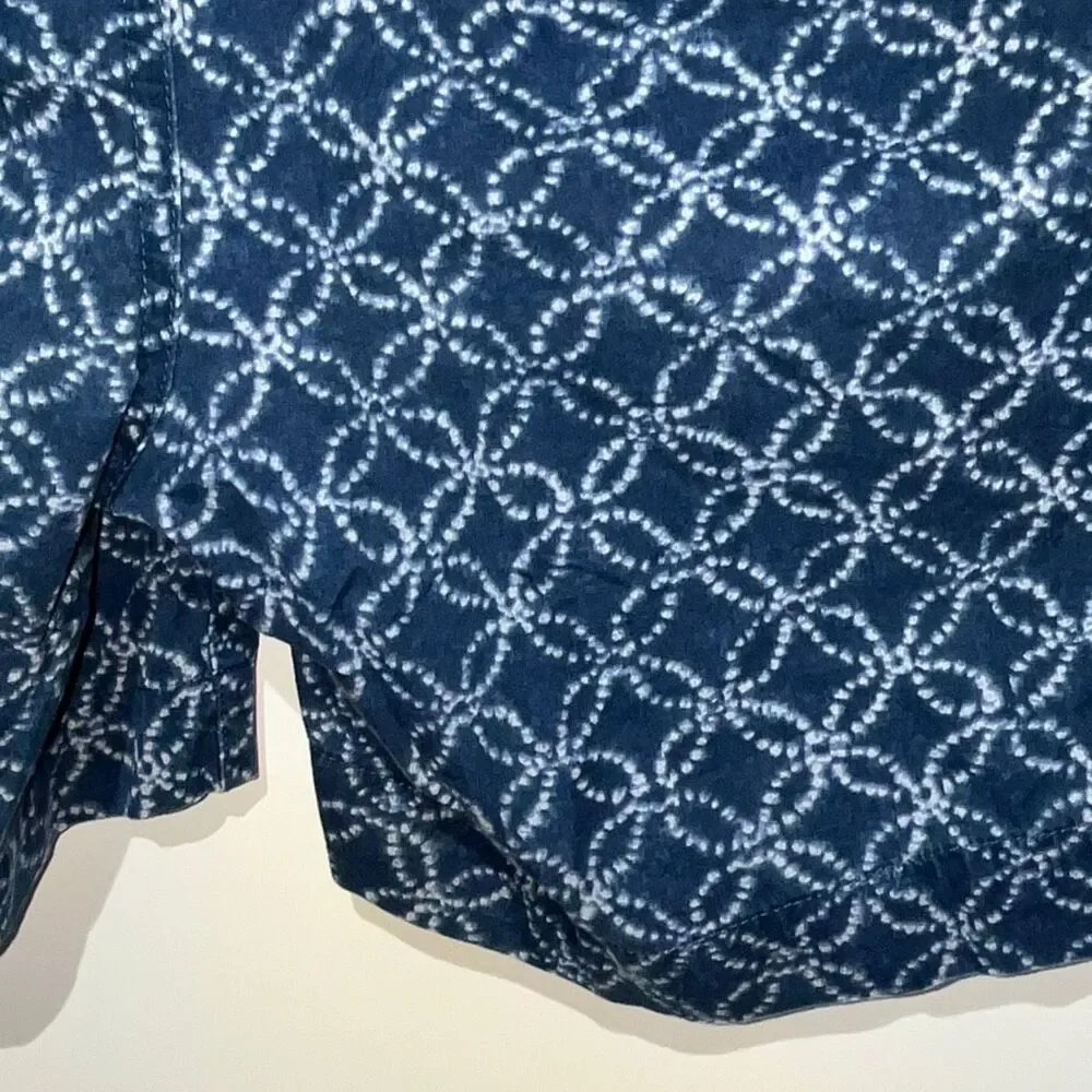 Lauren Jeans Co. Women's Blue‎ Geometric Drawstring Cotton Casual Shorts Size 8